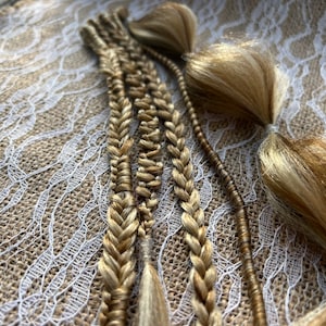 Braun & Blond gemischt KLEINER Clip in/oder Pferdeschwanz-Verlängerung, Viking Braids, Bubble Braids, Rave Festival Braids, Festival Haarverlängerung