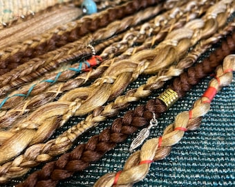 Assorted braids with viking dreadlocks and coral and turquoise accents • Clip in or Ponytail Hair Extension • Festival Braids