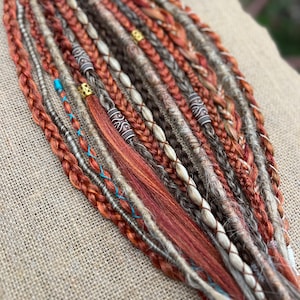 Burnt Orange, blonde & Brown Mixed • Synthetic Dreads and braid extensions for Boho Hair• Pre looped or clip in
