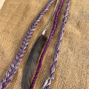 Viking dreadlocks with feather and fishtail braids, feathered hair clip, hair feathers, hair clip ins, hair falls, Feather clip