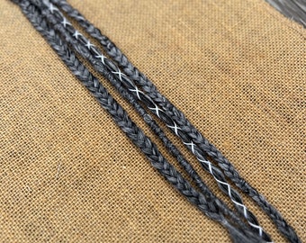 Salt n Pepper SMALL (4) braids clip in • Viking Braids • Rave Festival braids • Hair Extensions