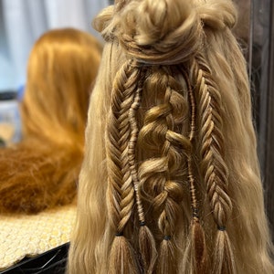 Bohemian braids with viking dreadlocks (Various Colors) • Ponytail Tie or Clip-In • festival hair braids • fishtail braids