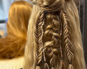 Bohemian braids with viking dreadlocks (Various Colors) • Ponytail Tie or Clip-In • festival hair braids • fishtail braids