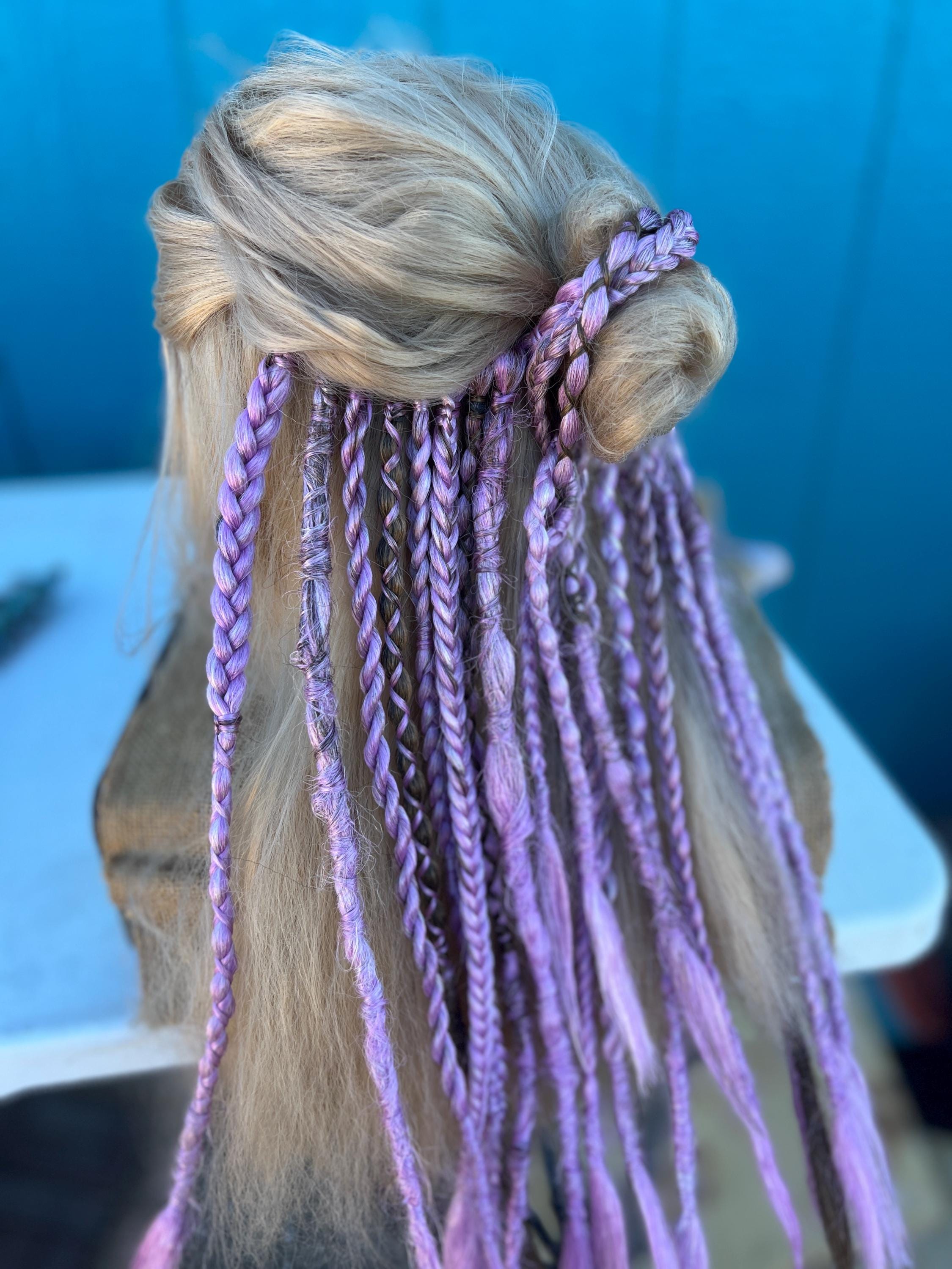 Iced Lavender Purple Synthetic Braids and Dreads: Boho Hair 
