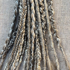 Medium Ash Blonde Dreadlocks and Braids •  Braid extensions for Boho Hair • SE dreads • Pre looped or clip in dreadlocks • Synthetic Hair