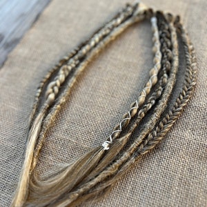 Ash Blonde Viking Braid Set - (7) Braids • Clip-In or Ponytail Tie • Various Hair colors • Festival braids • Renaissance Braids