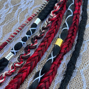 Black and Red Festival Braids • Pirate Hair Extensions • Festival Hair Extensions • Clip-In or Ponytail Tie In • Costume Hair Pieces • Team