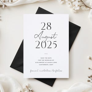 Modern Save the Date Wedding Cards, Classic Wedding Postcards, Personalised Modern Save the Dates, Wedding Announcement