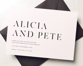 Modern Save the Date Wedding Cards, Minimalist Wedding Postcards, Personalised Simple Save the Dates, Wedding Announcement
