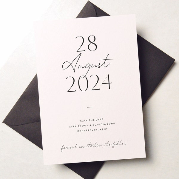 Modern Save the Date Wedding Cards, Classic Wedding Postcards, Personalised Modern Save the Dates, Wedding Announcement