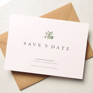 Botanical Save the Date, Greenery Wedding Postcards, Personalised Simple Save the Dates, Foliage Wedding Announcement