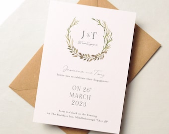 Rustic Engagement Invitations, Simple Engagement Party Cards, Engagement Celebration Invites, We're Engaged Invitation