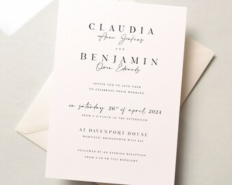 Simple Wedding Invitations for Classic Traditional Weddings with Luxury Textured White Envelopes