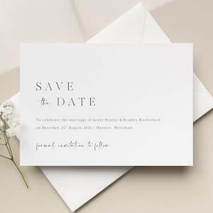 Cartes "Retenez cette date" minimalistes, Cartes postales de mariage simples, Retenez ces dates simples personnalisées, Faire-part de mariage élégant
