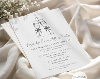 Happily Ever After Party Evening Invites, Elegant Wedding Reception Invitations