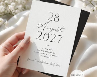 Modern Save the Date Cards, Minimalist Wedding Save the Date, Personalised Save the Dates with Free Envelopes