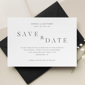 Cartes de mariage simples avec réserve de date, cartes postales de mariage minimalistes, réserve de dates moderne personnalisée, faire-part de mariage calligraphie
