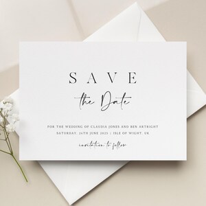 Cartes de mariage simples avec réserve de date, cartes postales de mariage minimalistes, réserve de dates moderne personnalisée, faire-part de mariage calligraphie