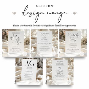 Modern Wedding or Evening Invitations, Classic Wedding Invites, Minimalist Wedding Invitation with Free Envelopes image 4