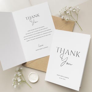 Cartes de remerciement de mariage modernes, carte de remerciement de mariage personnalisée, cartes de remerciement de mariage pliées ou carte postale