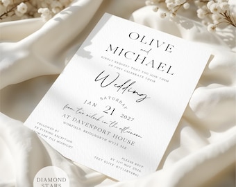 Arch Date Wedding Invitation: Modern Boho Style, Printed Invites
