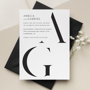 Cartes de mariage modernes avec réserve de date, cartes postales de mariage minimalistes, simples réserve de dates personnalisées, faire-part de mariage