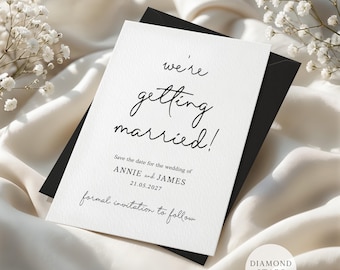 Minimalist Save the Dates, We're Getting Married, Wedding Save the Date Cards with Free Envelopes