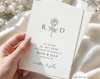 Minimalist Save the Date, Modern Wedding Save the Dates, Simple Floral Save the Dates with Free Envelopes