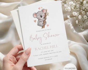 Minimalist Baby Shower Invites, Gender Neutral, Koala Baby Shower Cards, 5"x7" Modern Baby Shower Invitations with Free Envelopes