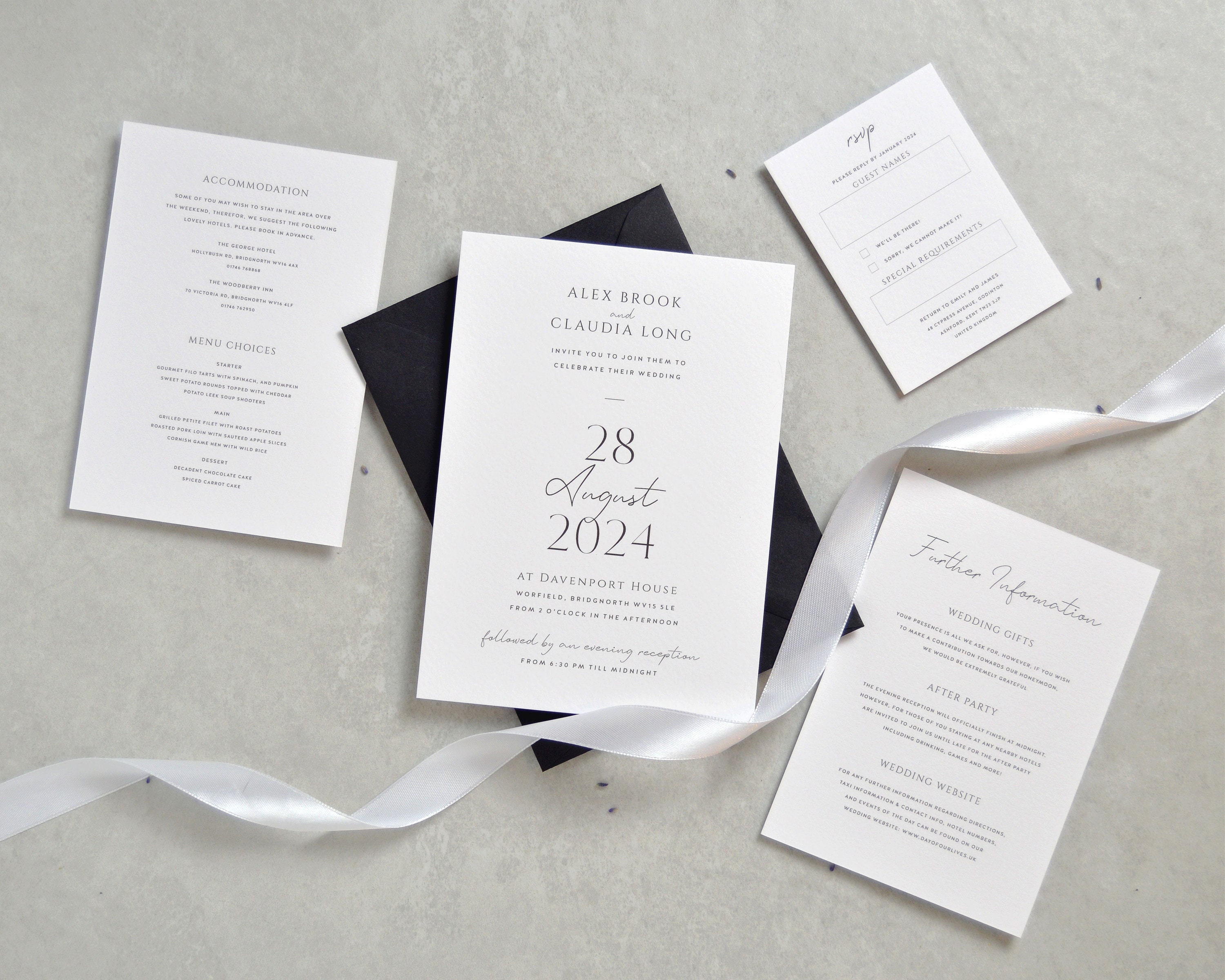 Script Wedding Invitation Set Simple Wedding Invitation Etsy UK