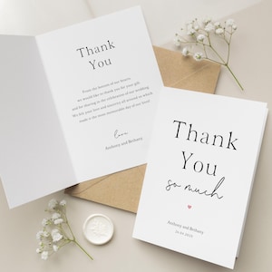 Cartes de remerciement de mariage simples, carte de remerciement de mariage personnalisée, cartes de remerciement de mariage pliées ou carte postale