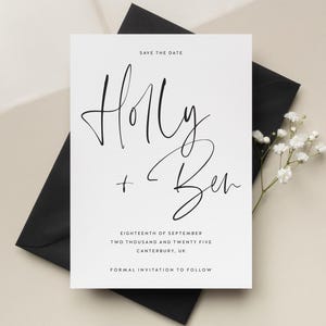 Réservez les cartes de mariage avec inscription, cartes postales de mariage modernes, réservez les dates modernes personnalisées, calligraphie, faire-part de mariage