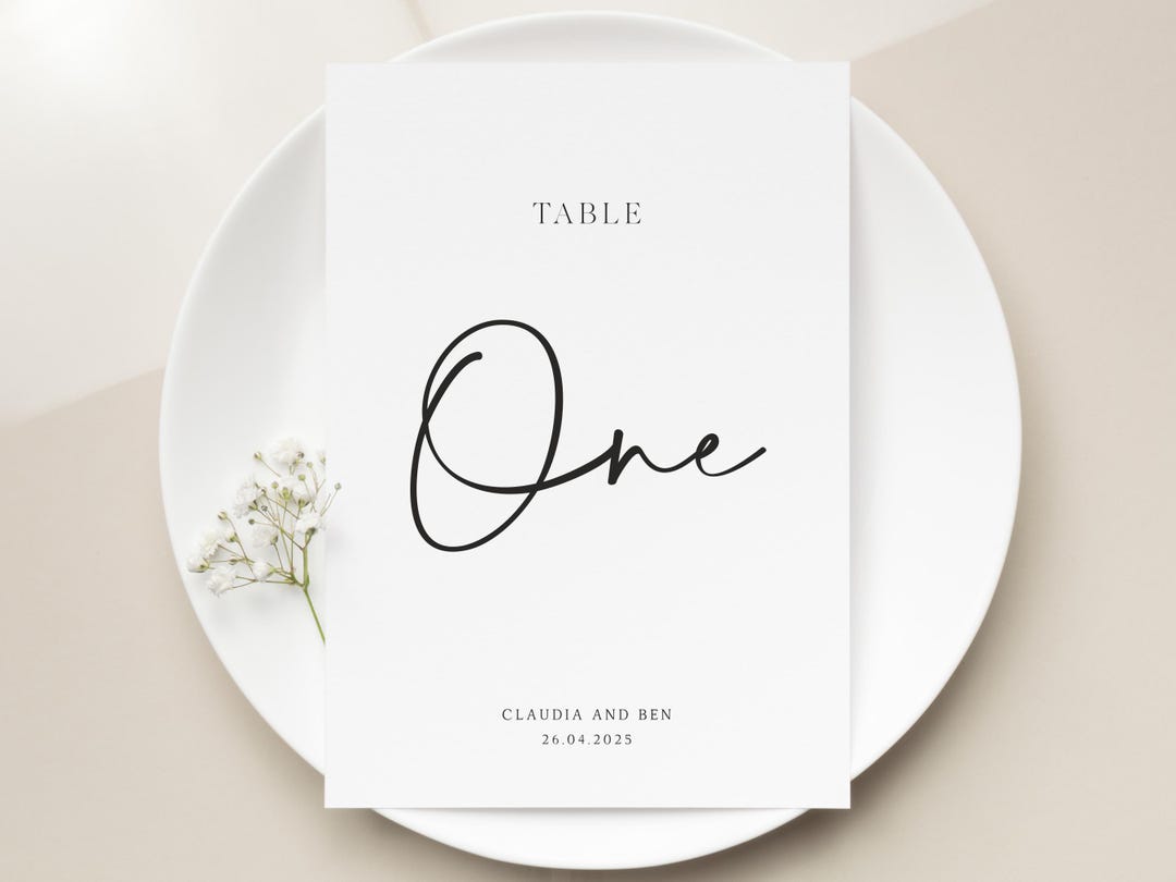 Simple Table Number Cards, Minimalistic Wedding Table Name Cards - Etsy