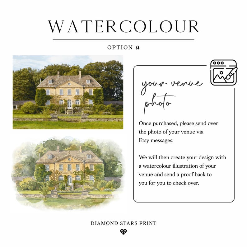 Venue Wedding Invitation Digital, Illustrated Venue Invite, Personalised Venue Painting Invitation (JPG & PDF) image 3