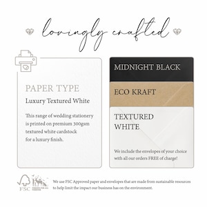 Modern Wedding or Evening Invitations, Classic Wedding Invites, Minimalist Wedding Invitation with Free Envelopes image 10