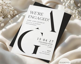 Modern Engagement Party Invitations, Personalised Engagement Cards with Free Envelopes