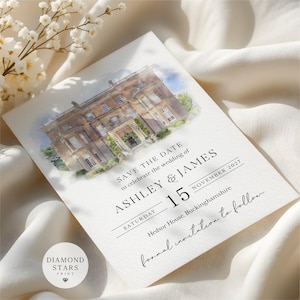 Venue Illustration Save the Date, Watercolour Venue, Painting Save the Dates, Modern Venue Save the Date Cards, Personalised Venue Painting image 3