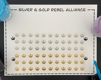 Silver & Gold Rebel Alliance Nail Art Decals/ self adhesive nail sticker/ bullet journal accessory
