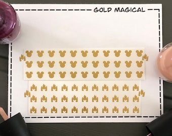 Gold Magical Nail Art Decals/ self adhesive nail sticker/ bullet journal accessory/ vacation nail