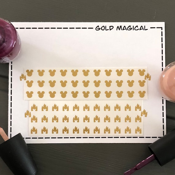 Gold Magical Nail Art Decals/ self adhesive nail sticker/ bullet journal accessory/ vacation nail