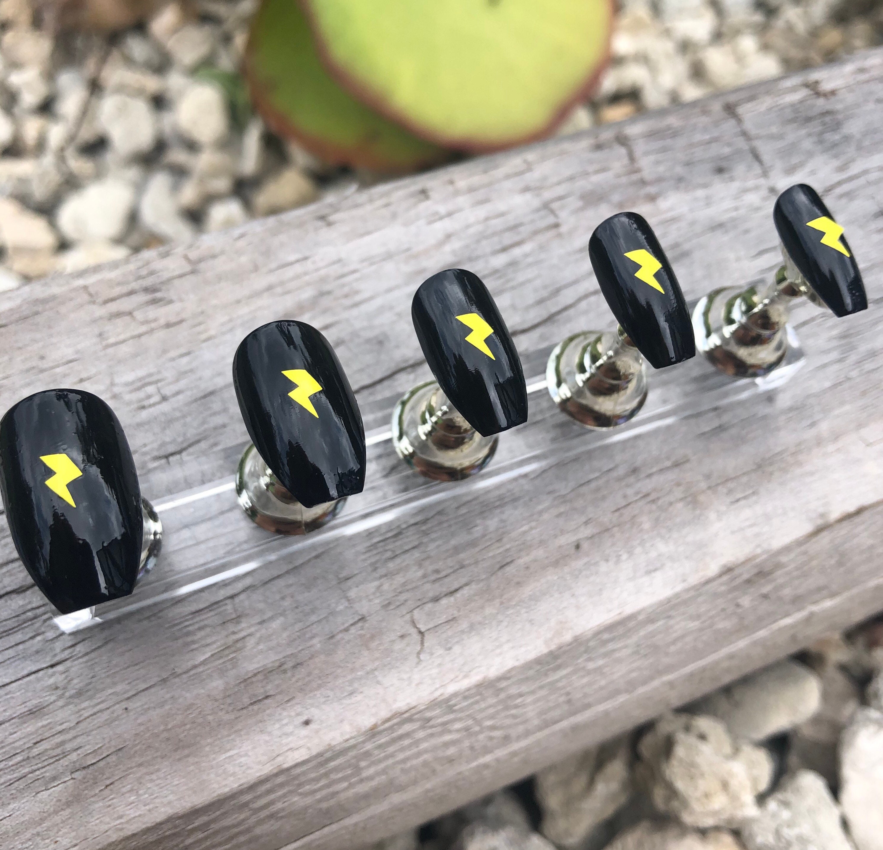 Yellow Lightning Bolt Nail Art Decals Etsy