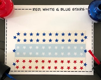 Red, White & Blue Star Nail Art Decals/ self adhesive nail sticker/ bullet journal accessory/ star nail