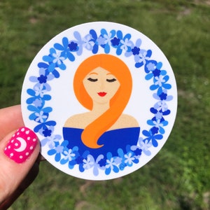 Beauty in Blue, Redhead Sticker