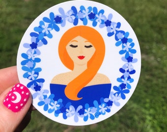Beauty in Blue, Redhead Sticker