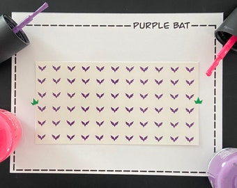 Purple Bat Nail Art Decals/ Self adhesive nail sticker/ Bullet journal accessory/ Halloween fall nail