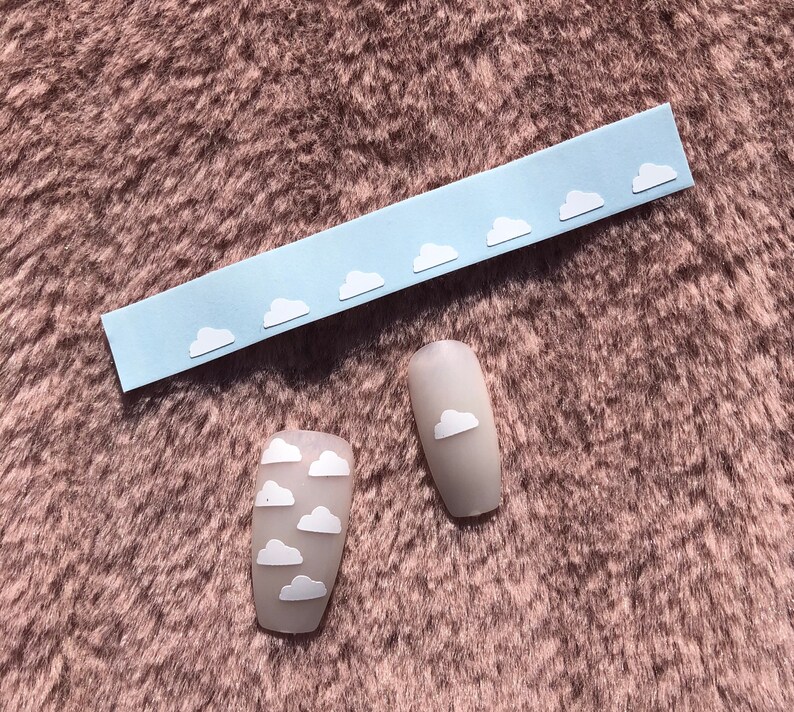 Cloud Nail Art Decals/ self adhesive nail sticker/ bullet journal accessory/ weather nail image 3