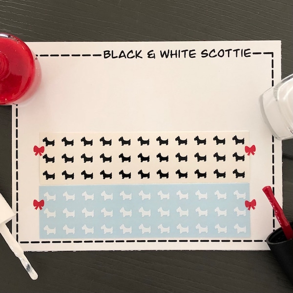 Black & White Scottie Nail Art Decals/ self adhesive nail sticker/ bullet journal accessory/ dog nail