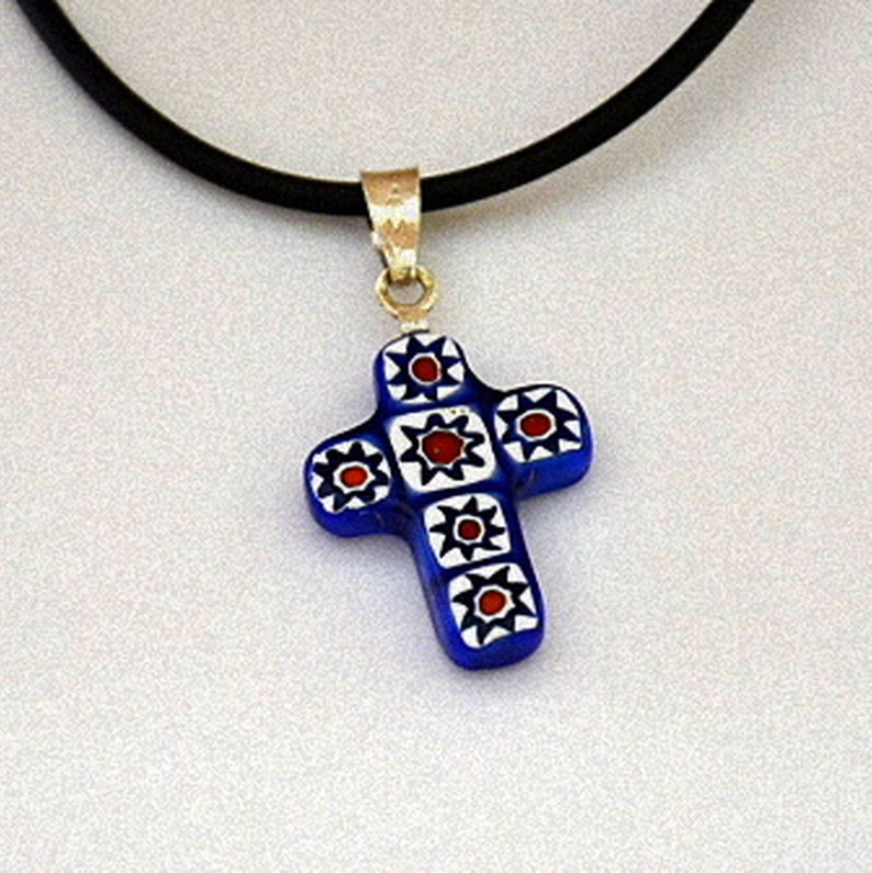 Certified Murano glass cross pendant Unique piece!
