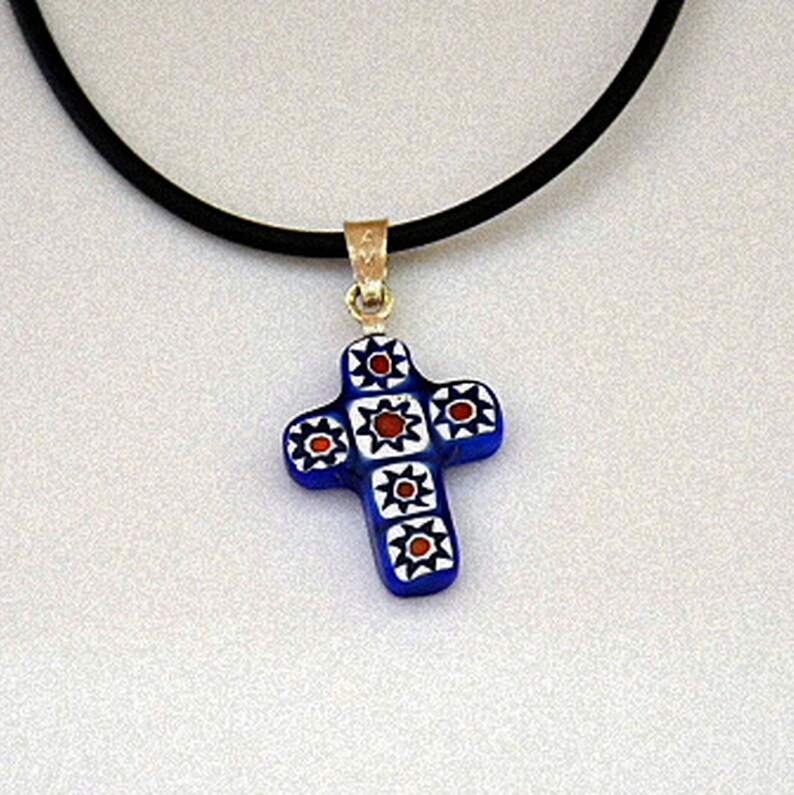 Certified Murano glass cross pendant Unique piece!