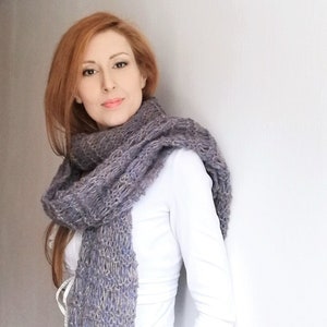 Hand Knitted Alpaca Scarf, Alpaca Shawl, Wool Winter Women's Scarf, Winter Alpaca Shawl, Handmade Oversize Wool Scarf, Luxury Alpaca Stole